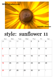November sunflower photo calendar