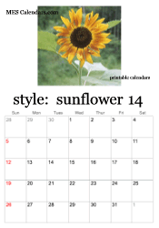printable sunflower photo calendar