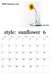 June sunflower photo calendar