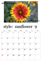 September sunflower photo calendar