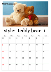 January teddy bear calendar