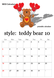 October teddy bear calendar