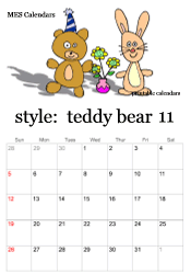 November teddy bear calendar
