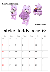 December teddy bear calendar