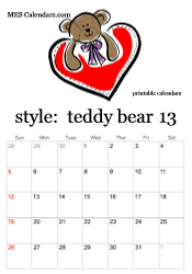 full year teddy bear calendar