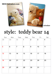 printable teddy bear calendar