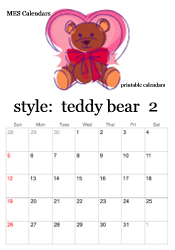 February teddy bear calendar