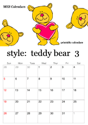 March teddy bear calendar