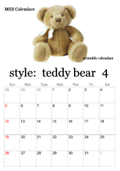 April teddy bear calendar