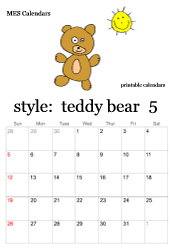 May teddy bear calendar