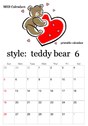 June teddy bear calendar