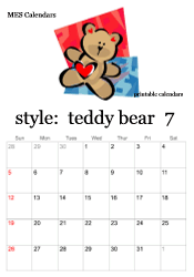 July teddy bear calendar