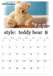 August teddy bear calendar