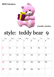 September teddy bear calendar