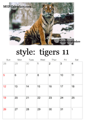 November tiger photo calendar