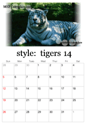 printable tiger photo calendar
