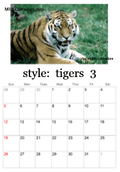 March tiger photo calendar