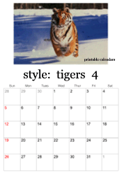 April tiger photo calendar