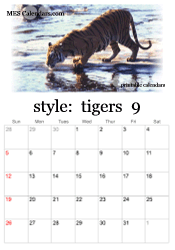September tiger photo calendar