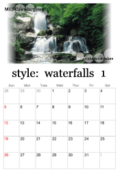 January waterfall calendar