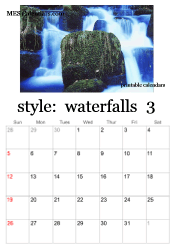 March waterfall calendar