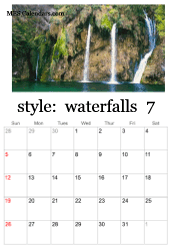 July waterfall calendar