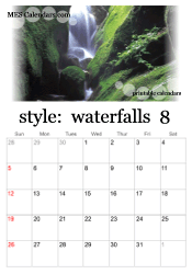 August waterfall calendar