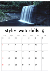September waterfall calendar