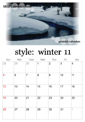 November winter photo calendar