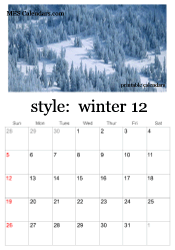 December winter photo calendar