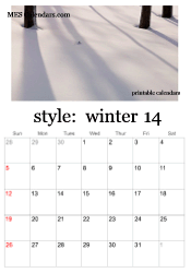 printable winter photo calendar