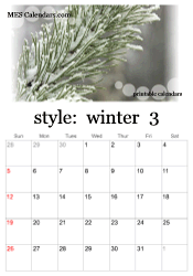 March winter photo calendar