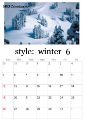 June winter photo calendar