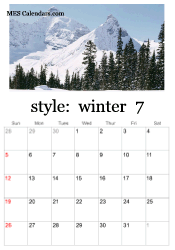 July winter photo calendar