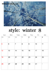 August winter photo calendar