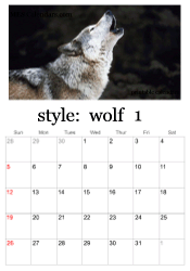 January wolf photo calendar