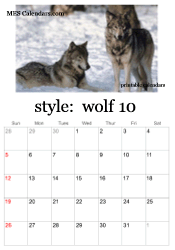October wolf photo calendar
