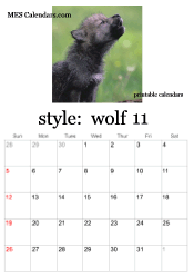 November wolf photo calendar