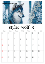 March wolf photo calendar