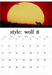 August wolf photo calendar