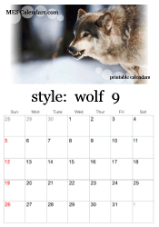 September wolf photo calendar