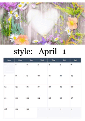 Colorful wildflower heart wreath on rustic wood - spring garden April calendar
