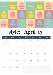 Colorful decorated Easter eggs pattern on bright blocks - festive Easter April calendar