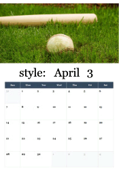 Baseball and bat in green grass - baseball season April calendar