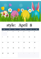 Colorful Easter eggs with bunny ears and spring flowers - joyful Easter April calendar