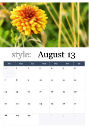 Golden dahlia August calendar
