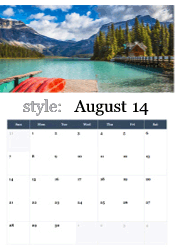 Mountain lake adventure calendar