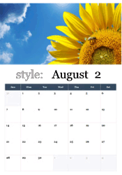 Bright sunflower August calendar
