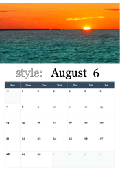 Summer sunset beach calendar