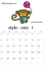 January cute character calendar